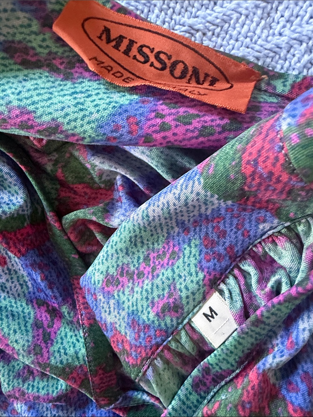 Missoni Women Dress 100% Silk in Green/Purple/Pink Print - Picture 5 of 8